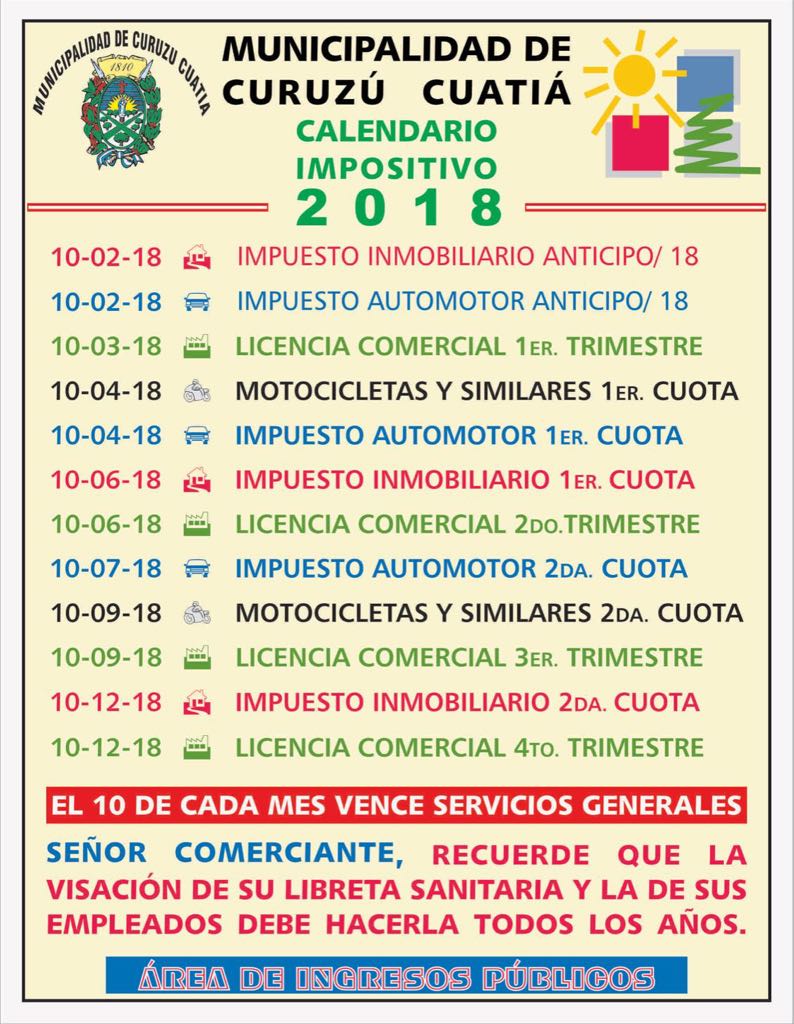 Calendario Impositivo 2018